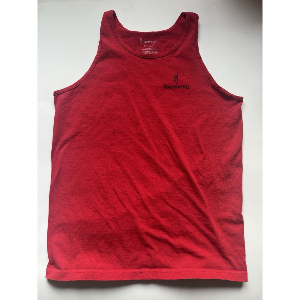 Browning Tank Top Adult Large Red Sleeveless Tank Top Pullover Casual Firearms